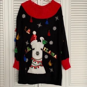 Christmas Sweater Dress with a cute Lama!
